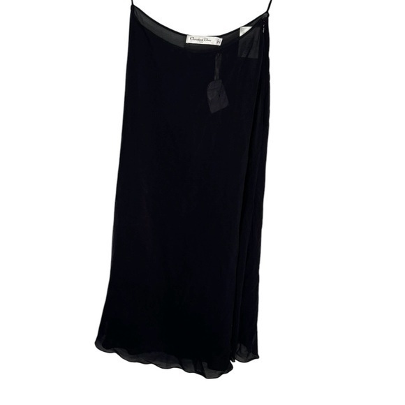 Christian Dior Paris 100% Silk Midnight Navy Skirt Style 67438 NWT - Picture 1 of 9